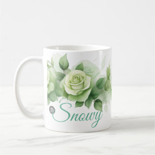Tasse Schneebedeckte grüne Rosen
