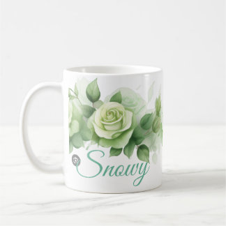 Tasse Schneebedeckte grüne Rosen
