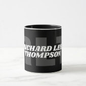 Tasse Schwarz-Weiß-Monogramm ( Name + Initialen ) (Zentrum)