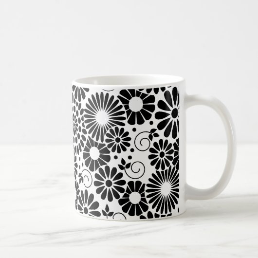 Tasse Schwarz-weißer Blume (Rechts)
