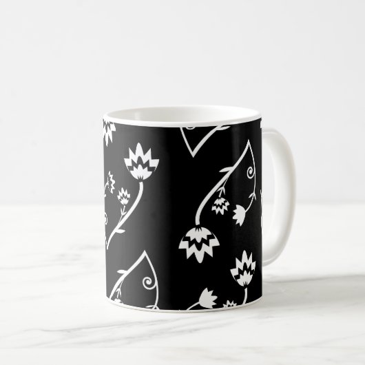 Tasse Schwarz-weißer Blume (VorderseiteRechts)