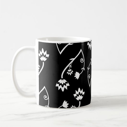 Tasse Schwarz-weißer Blume (Links)