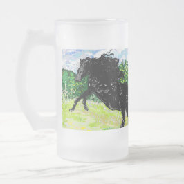 Tasse: Schwarzer Hengst Mattglas Bierglas