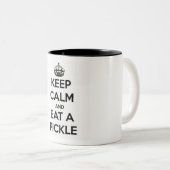 Tasse (schwarzes inneres) - behalten Sie Ruhe und (VorderseiteRechts)