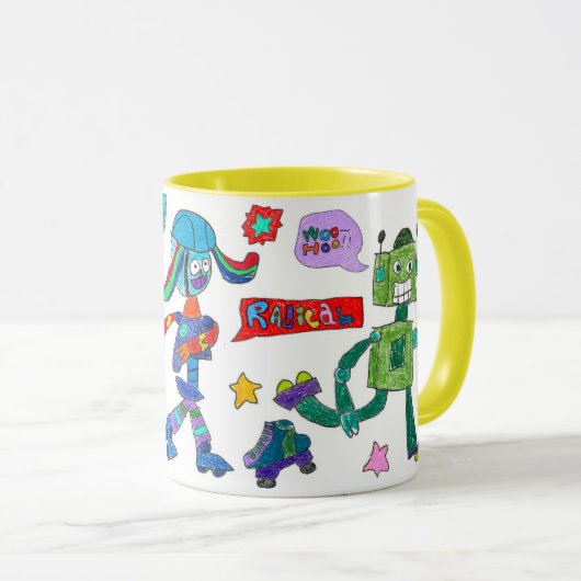 Tasse "Skaten Robots" (VorderseiteRechts)