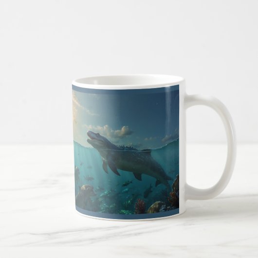 Tasse "Sonnenbademosasaurs" (Dinosaurier Art) (Rechts)
