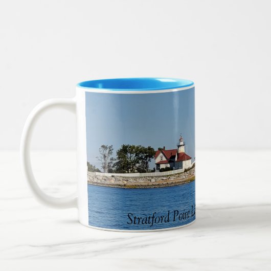 Tasse: Stratford Point Lighthouse, Stratford, CT Zweifarbige Tasse (Links)