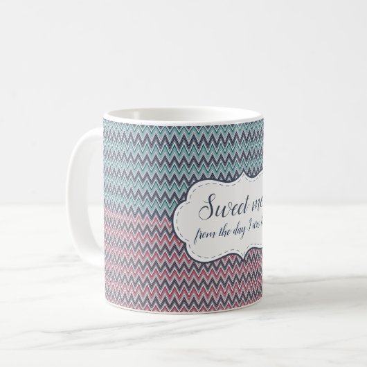 Tasse Sweet me Gray-Red Mint Zickzack Muster (Vorderseite Links)
