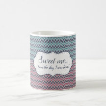 Tasse Sweet me Gray-Red Mint Zickzack Muster
