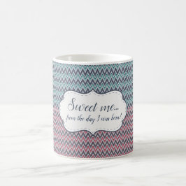 Tasse Sweet me Gray-Red Mint Zickzack Muster