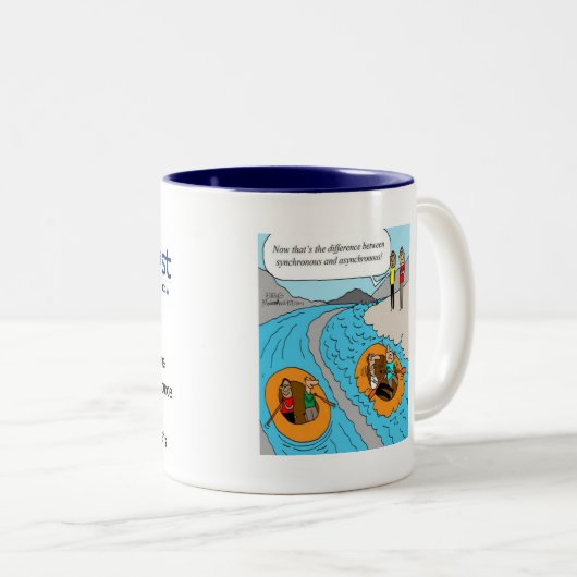 Tasse: Synchron gegen asynchrones Zweifarbige Tasse (VorderseiteRechts)