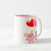 Tasse "Tangled Hearts" (Cartoon Schweine) (VorderseiteRechts)