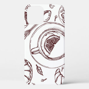 Tasse Tee, ein Gebäck, Croissant, vintage, Hand Case-Mate iPhone Hülle