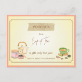 'Tasse Tee' Lustiger Geschenkgutschein Postkarte (Vorderseite)