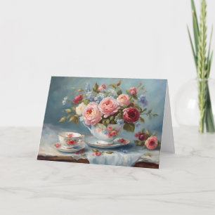 Tasse Tee mit schönen Blumen Karte