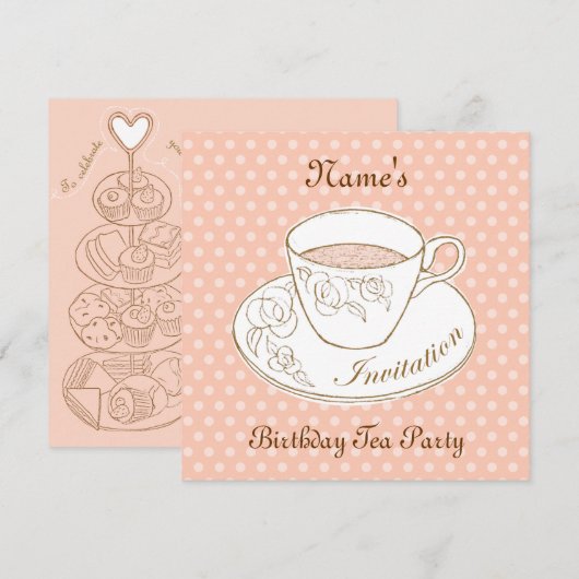 Tasse Tee, personalisiert Einladung (Vorne/Hinten)