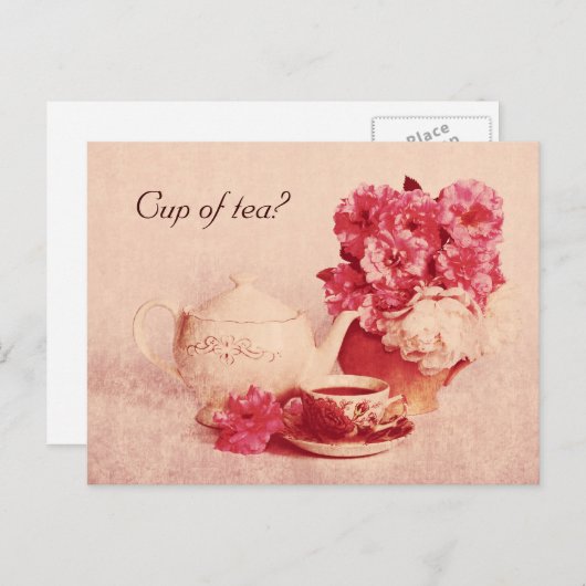 Tasse Tee - rustikales Look Teacup Postkarte (Vorne/Hinten)