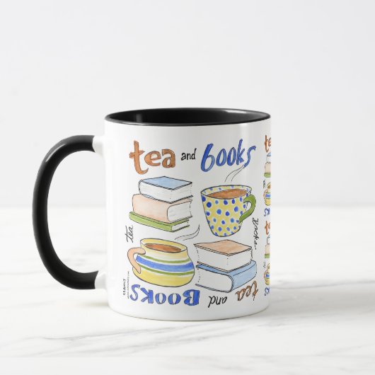 Tasse Tee und Bücher (Links)