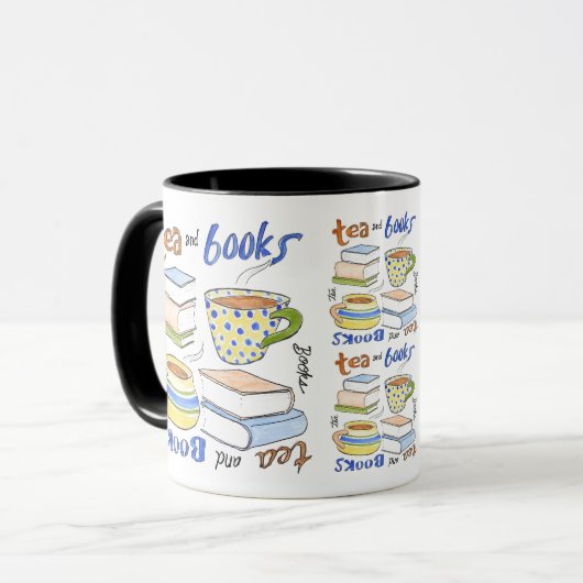 Tasse Tee und Bücher (Vorderseite Links)