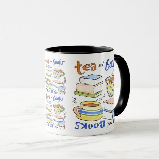 Tasse Tee und Bücher (VorderseiteRechts)