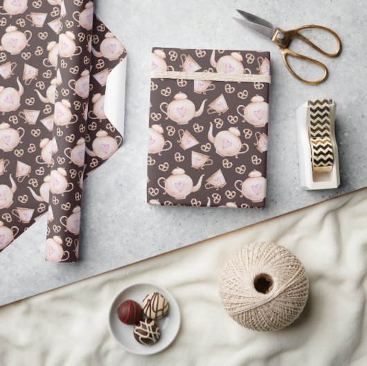 Tasse Tee Valentinstag Geschenkpapier (Kunsthandwerk)