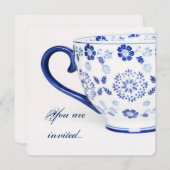 Tasse Tee viktorianisch-blau - Party einladen Einladung (Vorne/Hinten)