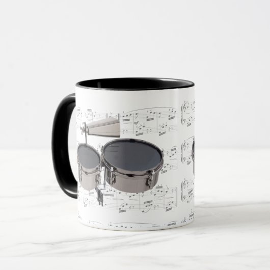 Tasse - Timbales (Trommeln) mit Blattmusik (Vorderseite Links)
