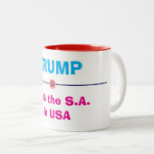 Tasse: Trump stellt die USA vor. In den USA Zweifarbige Tasse (VorderseiteRechts)