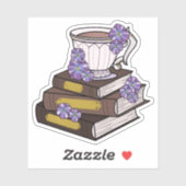Tasse und Bücherstapel Aufkleber (Blatt)
