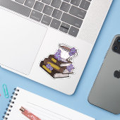 Tasse und Bücherstapel Aufkleber (Laptop mit iPhone)