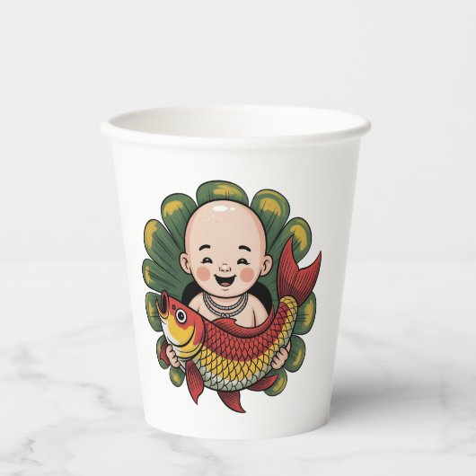 Tasse und Cups | Chloe Baby - Niedlicher Junge mit Pappbecher (Vorderseite)