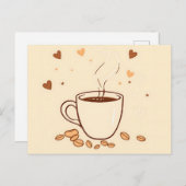 Tasse und Dampf im Doodle-Stil Postkarte (Vorne/Hinten)