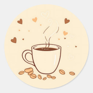 Tasse und Dampf im Doodle-Stil Runder Aufkleber
