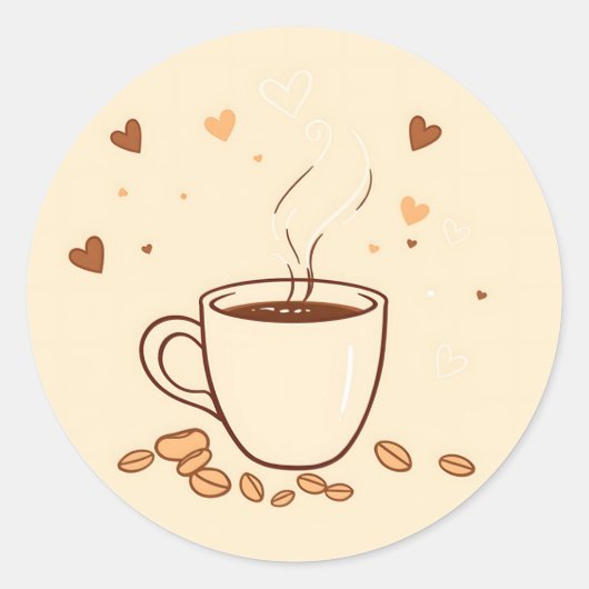 Tasse und Dampf im Doodle-Stil Runder Aufkleber (Vorderseite)