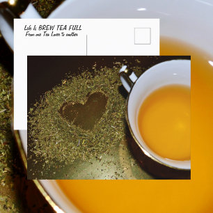 Tasse und Teeblätter Herz Fotografisch Postkarte