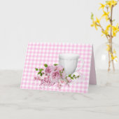 Tasse und Untertasse mit rosafarbenem Pony Karte (Gelbe Blume)