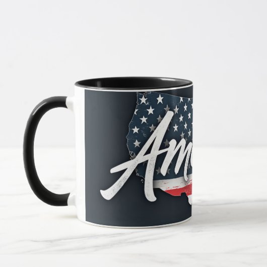 Tasse unter amerikanischer Flagge (Links)