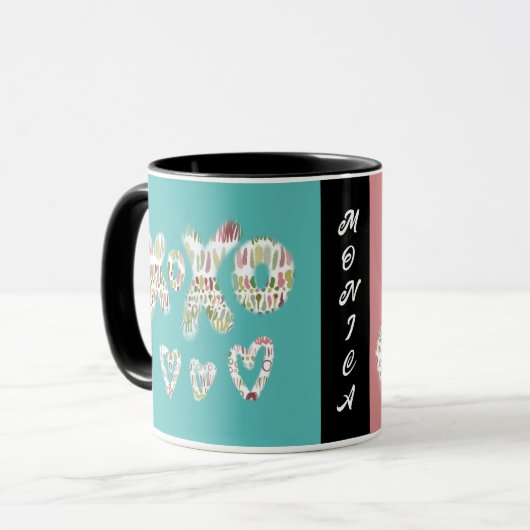 Tasse valentines xoxo Ihren Namen Freude (Vorderseite Links)