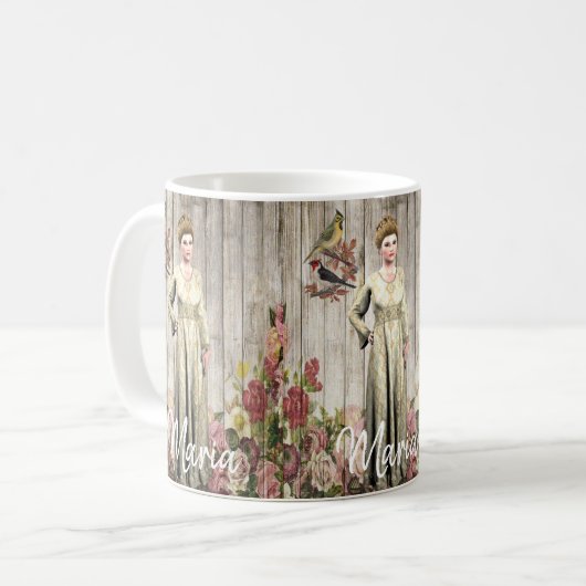 Tasse viktorianischer Blumenvogel (Vorderseite Links)