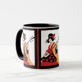 Tasse Vintag Art Geisha & Shamisen (Vorderseite Links)