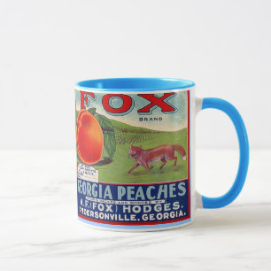 TASSE ~ VINTAGE GEORGIA PEACHES KRATZETIKETT ~ FOX