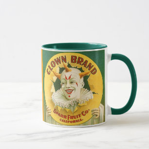 TASSE ~ VINTAGE-OBSTLÄDENSCHILD ~ CLOWNDESIGN