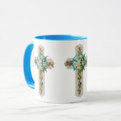 Tasse Vintages Kreuz und Blume (Vorderseite Links)