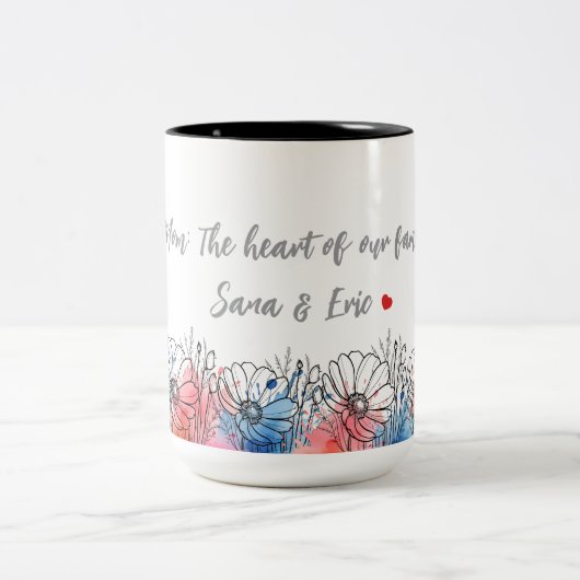 Tasse von Aquarellblumen für Mama mit Zitat (Mittel)