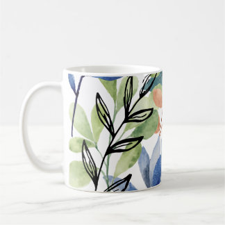 Tasse von Aquarellfarben-Blätter