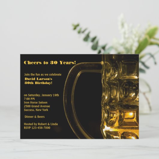 Tasse von Bier Einladung (Stehend Vorderseite)