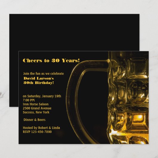 Tasse von Bier Einladung (Vorne/Hinten)