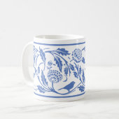 Tasse von Blauem und Weißem Vogel und Blume (Vorderseite Links)