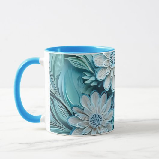 Tasse von Blue Cut Paper-Blume (Links)