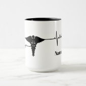 Tasse von Caduceus und Herzfrequenz (Zentrum)